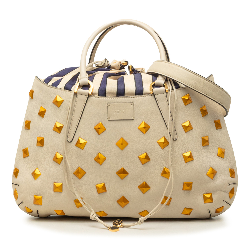 Pre-Loved Fendi Medium Studded Calfskin B Fab Satchel